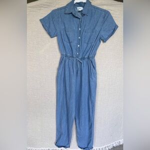 JAPNA Blue Denim Collared Jumpsuit - Size X-Small
